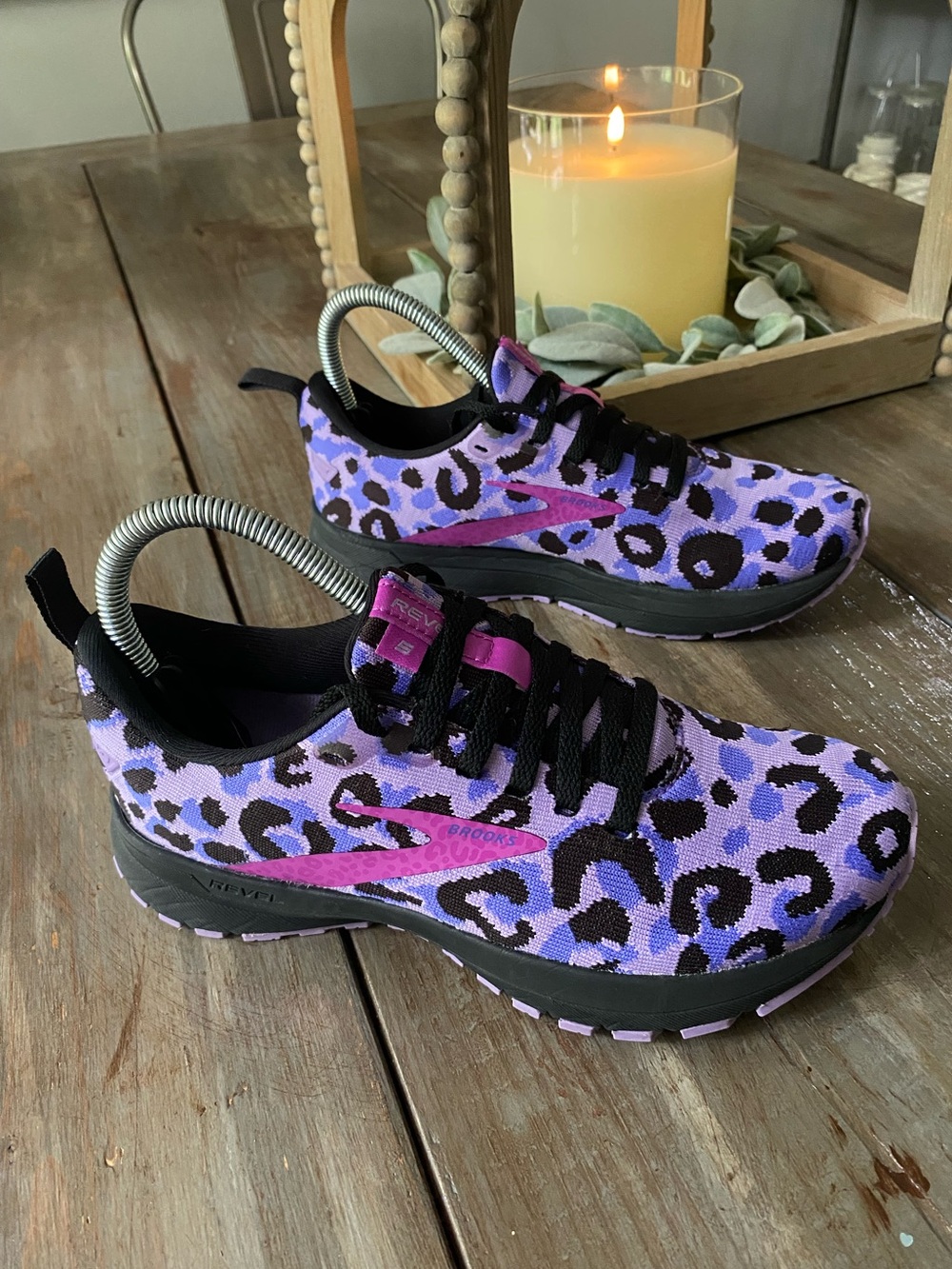 Brooks Revel 5 Leopard Cheetah Athletic
Running Sneakers Shoes Purple Womens 6